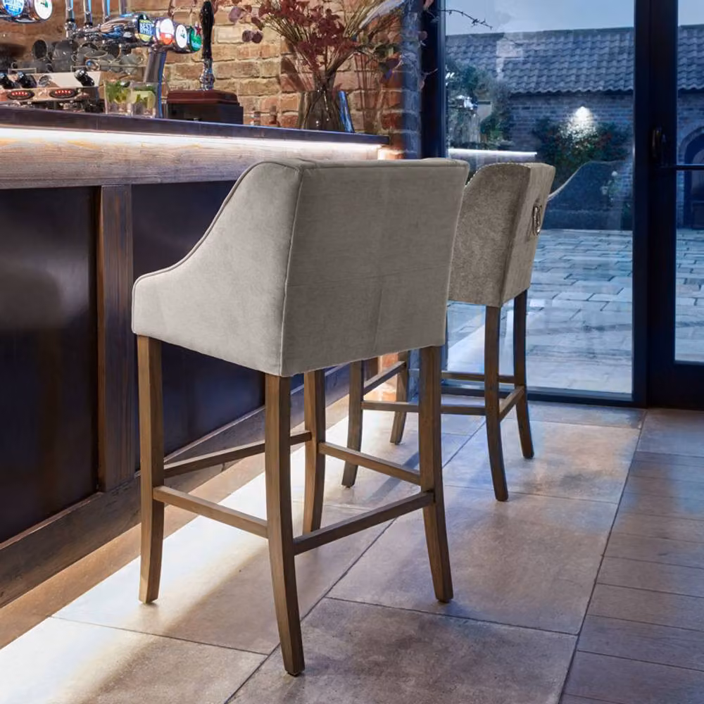 Lemon Pavilion Epsom Barstool in Grey Rubberwood, W: 57 cm, D: 58 cm, H: 104 cm – 5