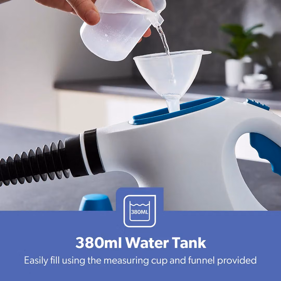 Geepas Handheld Steam Cleaner 1050W with 110°C High-Temperature Steam, 10 Minute Runtime and 9 Accessories in Blue and White – 3