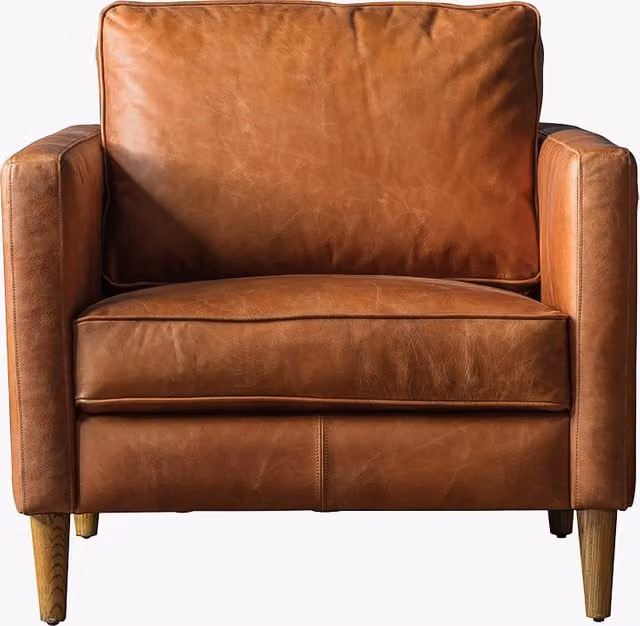 Perch & Parrow Citadel Leather Armchair in Vintage Brown with Ash Wood Frame