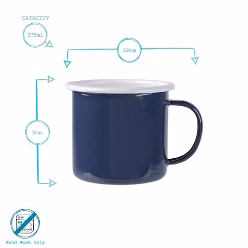 Argon Tableware Enamel Mugs, Set of 12, 375ml, Blue, Red or White – 6