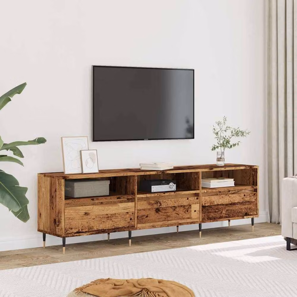 Berkfield Home Rustic Old Wood TV Cabinet in Brown, W/D/H: 150 x 30 x 44.5 cm – 3