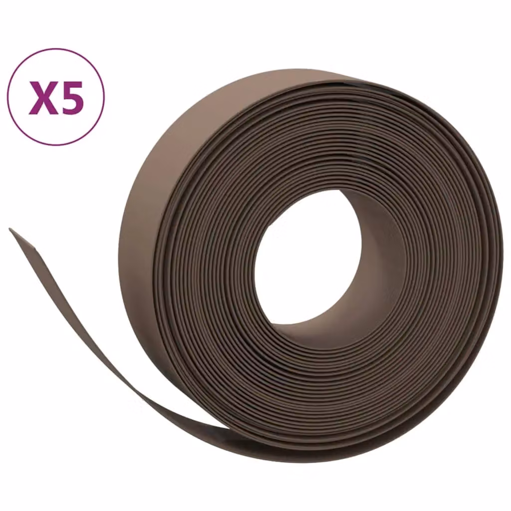 Berkfield Home Garden Edgings, 5 Pieces, Brown, 10 m, 15 cm Polyethylene – 2