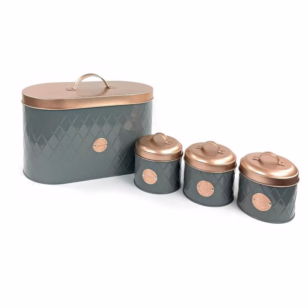 EONLION 4-Piece Grey Stainless Steel Airtight Kitchen Tea and Coffee Sugar Set – 2