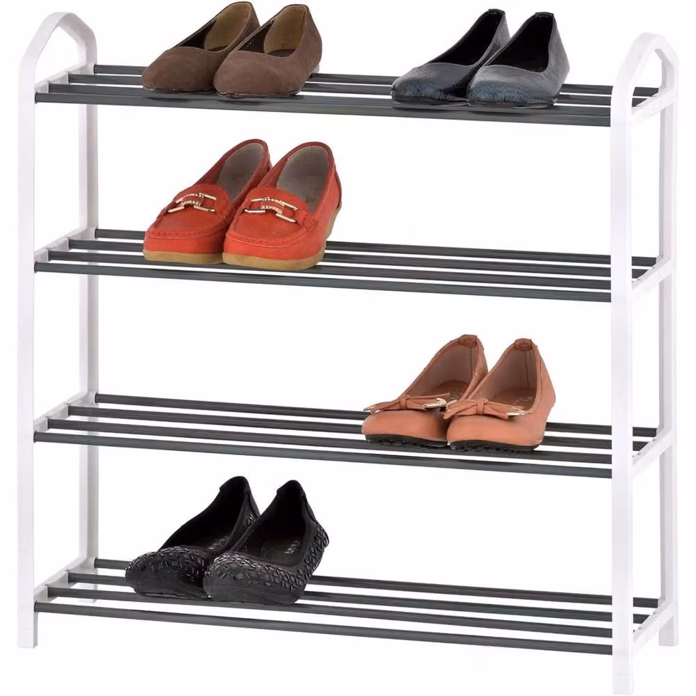 EONLION 4 Tier Metal Shoe Rack Stand in Black, Width: 50 cm – 2