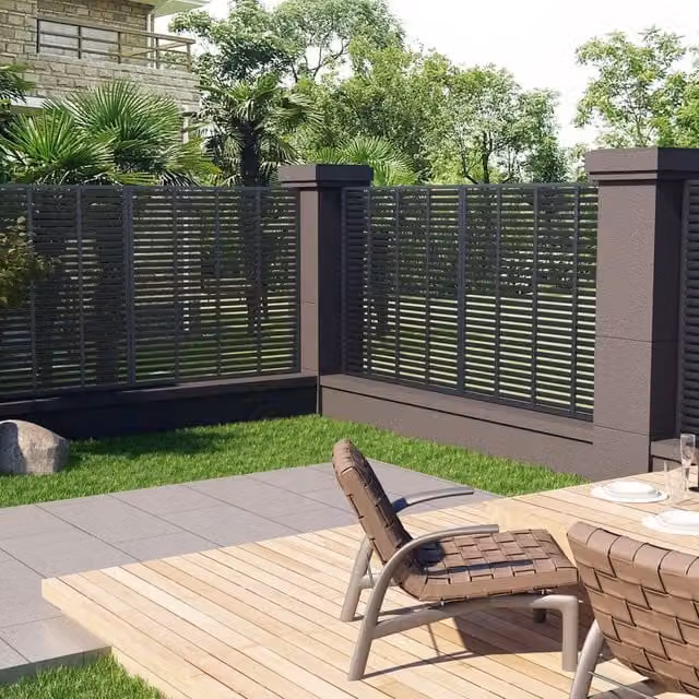 Berkfield Home Louver WPC Fence, Grey, 180 x 180 cm – 1
