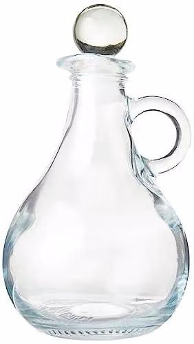 KitchenCraft Glass Oil and Vinegar Carafe with Drip-Free Spout and Stopper in White and Transparent