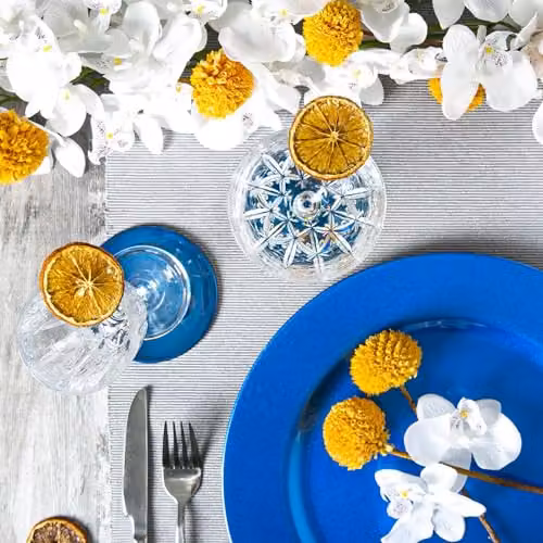 Argon Tableware 12pc Metallic Charger Plates and Coasters Set in Blue, Melamine, Diameter: 33 cm – 2
