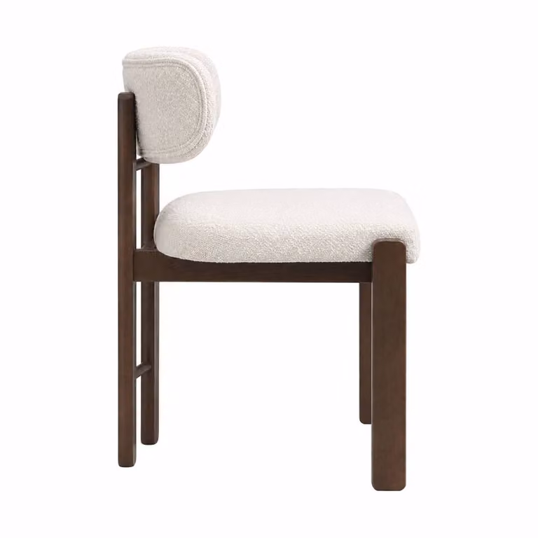 Matteo Set of 4 Solid Wood Dining Chairs with Beige Bouclé Upholstery