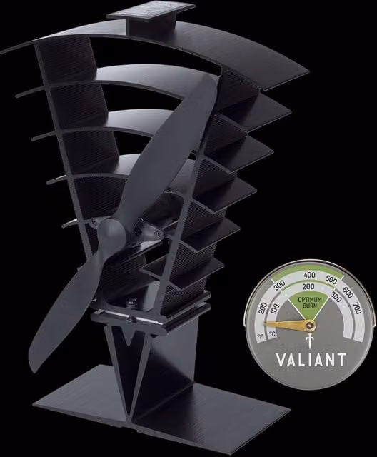 Vaillant Vanquish Stove Fan and Magnetic Thermometer in Black