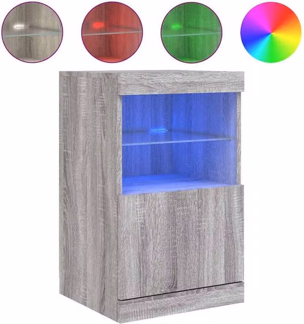 Berkfield Home Modern Grey Sideboard with Integrated LED Lighting W: 41 cm, D: 37 cm, H: 67 cm
