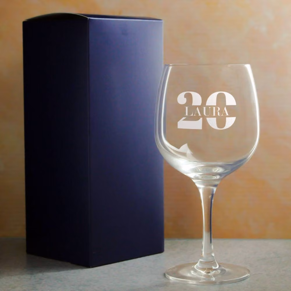 Uniqueful Personalised 20th Birthday Spanish Gin Copa Balloon Cocktail Glass in Clear – 2