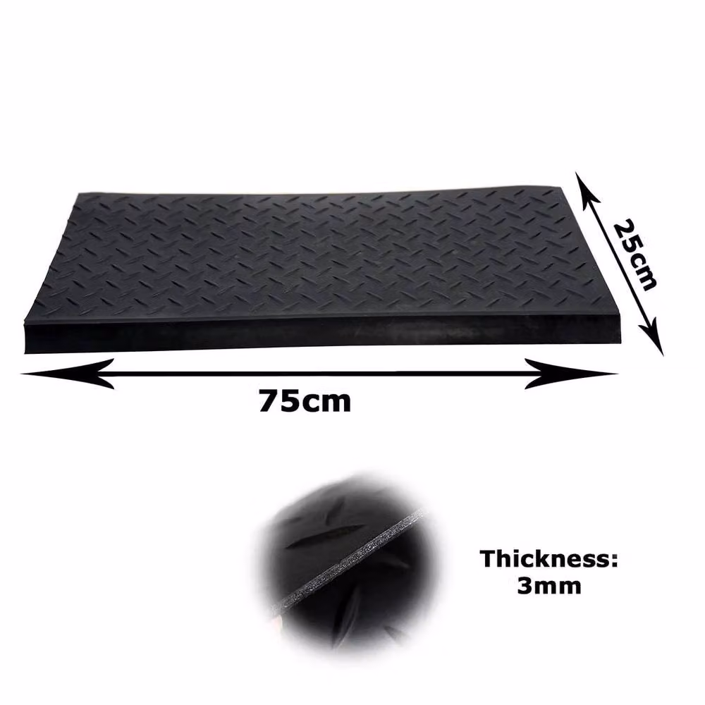 VOGREX Non-Slip Rubber Stair Treads, 3-Step Geometric Diamond Pattern Staircase Cover, Black – 2