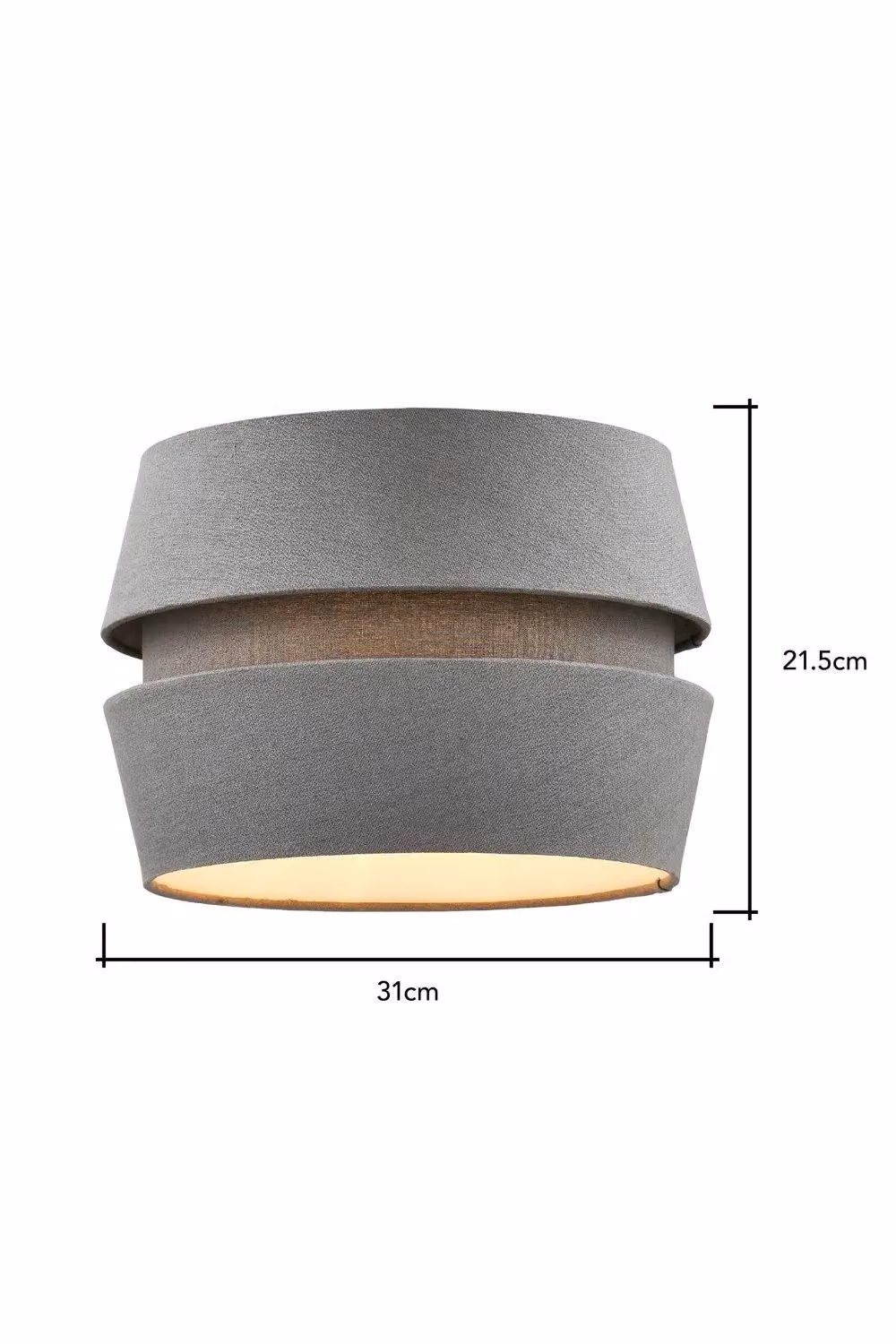 BHS Lighting Three Layer Easy Fit Cylinder Light Shade in Grey Fabric – 3