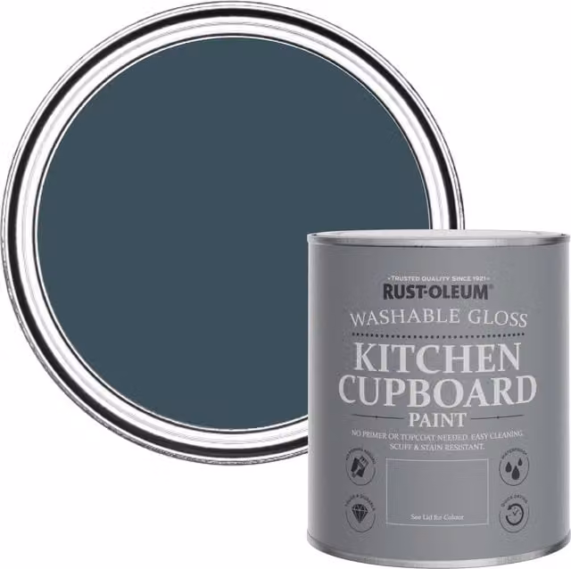 Rust-Oleum Kitchen Cupboard Paint in Gloss Finish, Blue, 0.75 l