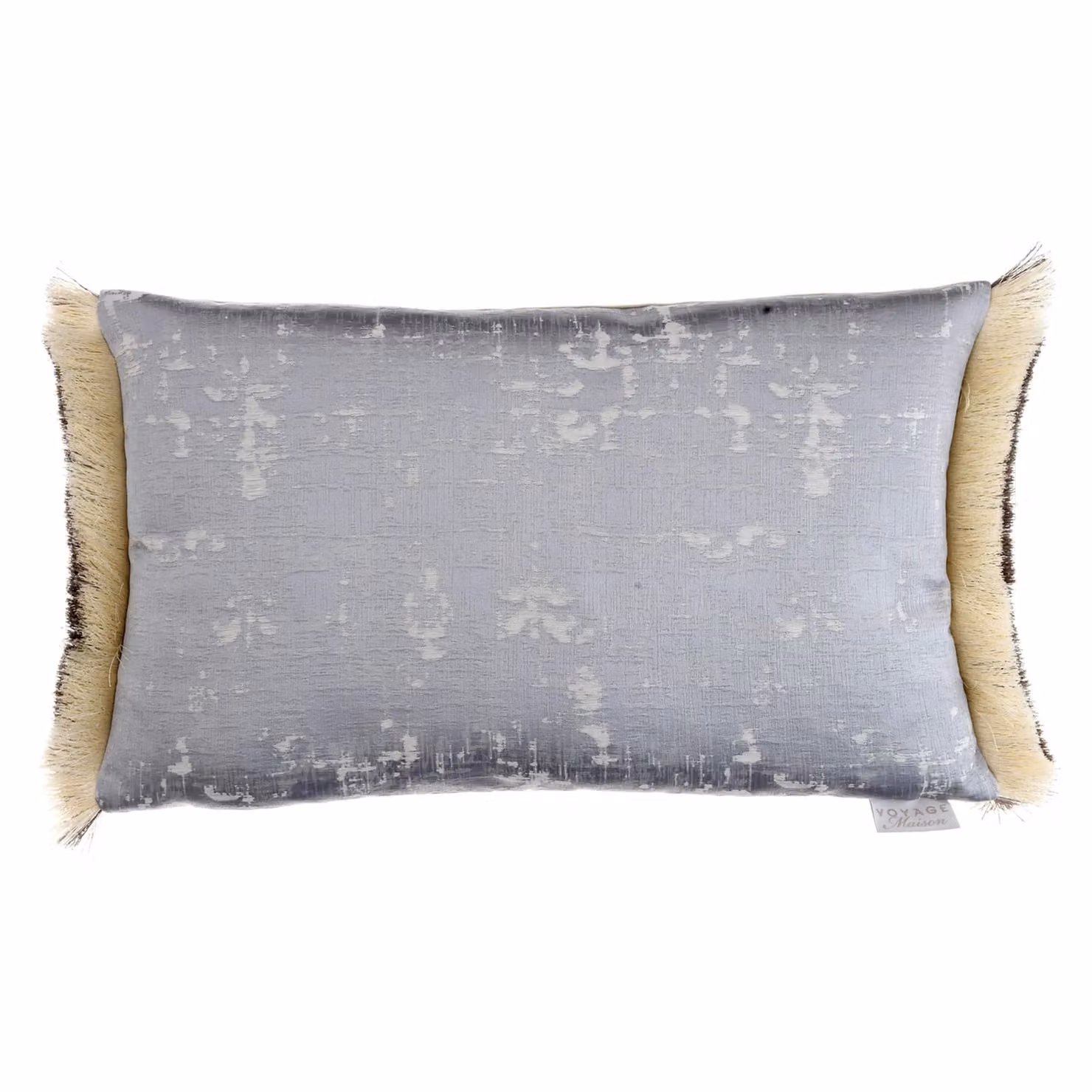 Voyage Maison Orta Silver Jacquard Velvet Feather Filled Fringed Decorative Cushion W/D/H: 40 x 60 x 40 cm – 2
