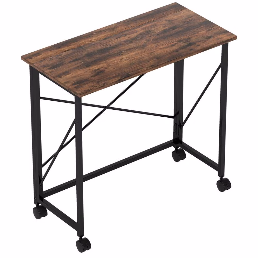Wyld Haus Maco Folding Writing Desk in Rustic Brown and White, W/D/H: 80 x 40 x 75 cm – 2