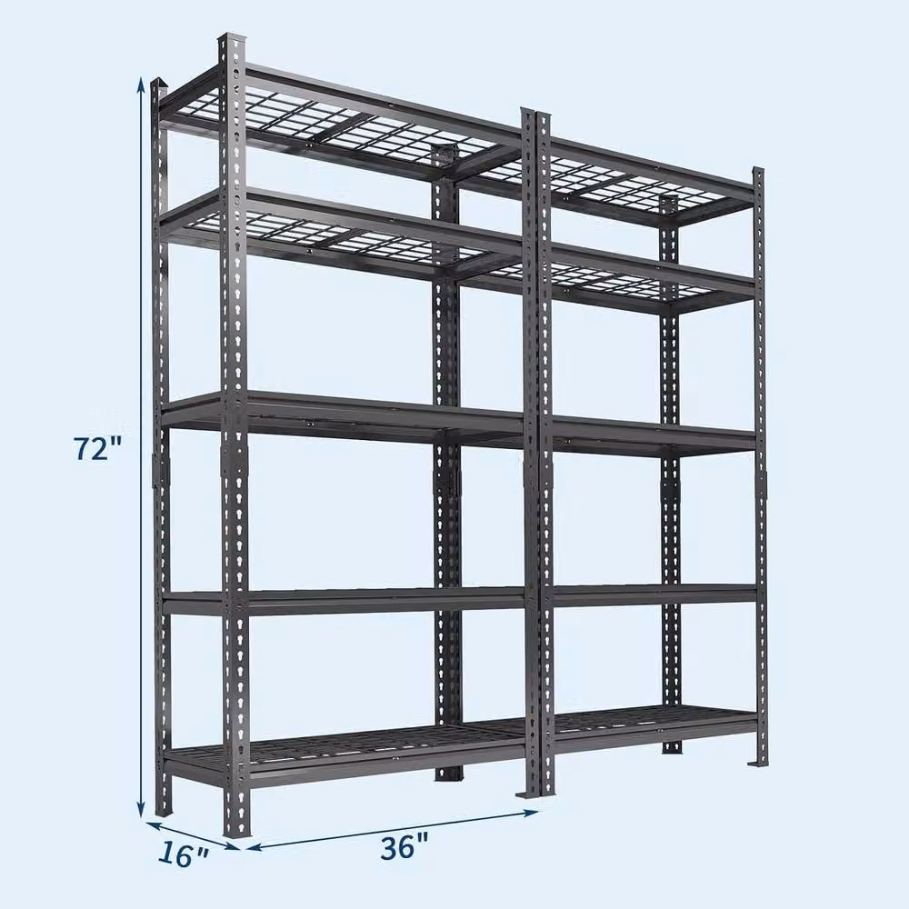 London Boutique 2-Pack Heavy Duty 5-Tier Metal Storage Rack with Adjustable Shelving in Black – 2