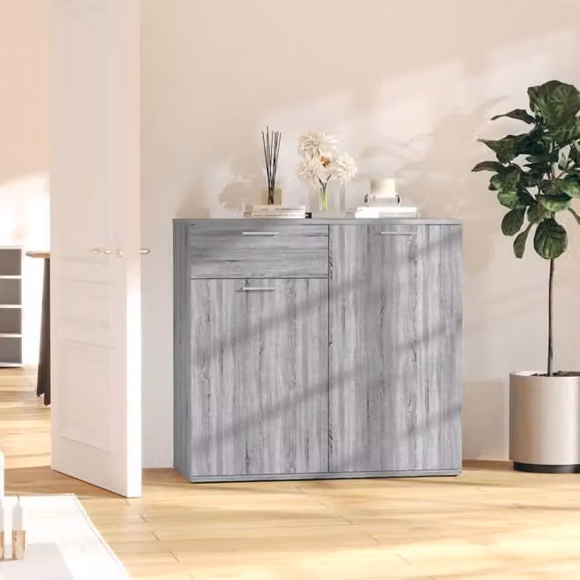 Berkfield Home Grey Sonoma Sideboard in Engineered Wood W/D/H: 80 x 36 x 75 cm