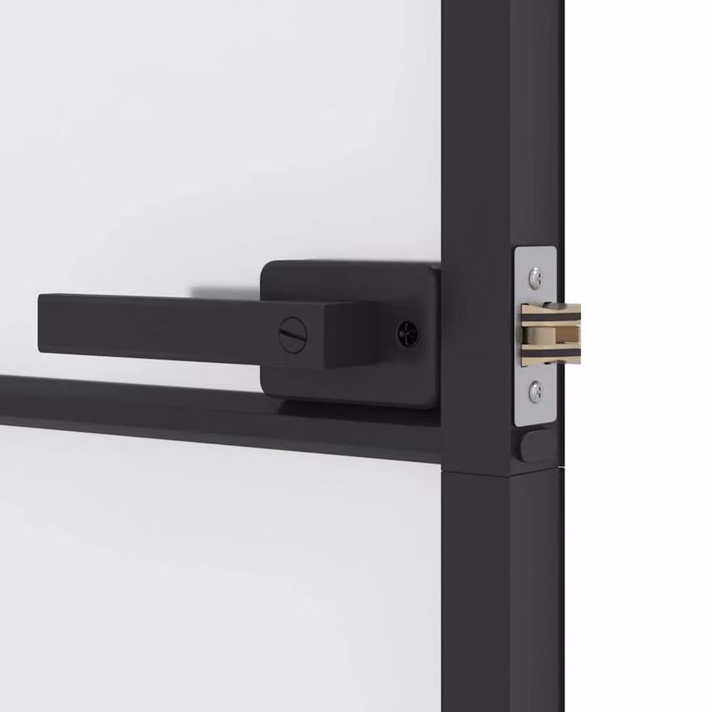 Berkfield Modern Slim Interior Door in Black with Tempered Glass and Aluminium, W: 93 cm, H: 201.5 cm – 3