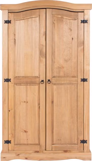 Core Products Corona Two Door Curved Wardrobe in Rustic Brown Waxed Pine