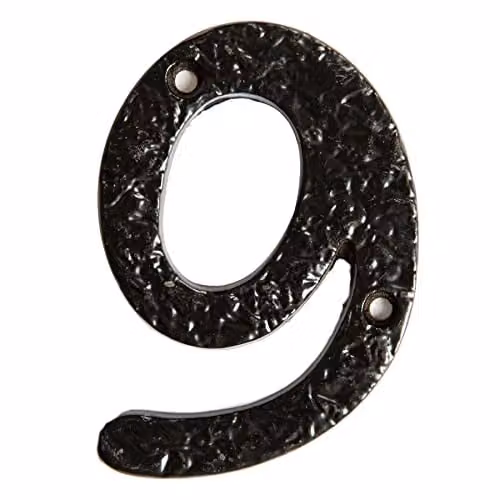 Hammer and Tongs Rustic Iron Number 9 Wall Numeral in Black