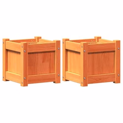 vidaXL Set of 2 Brown Solid Wood Pine Garden Planter Tubs