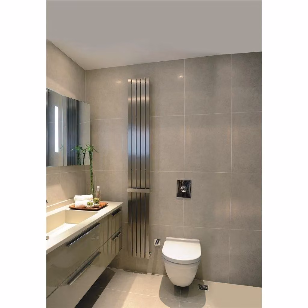 Clifton Vertical Bathroom Flat Radiator in Metallic Silver, H 150 cm x W 34 cm – 3