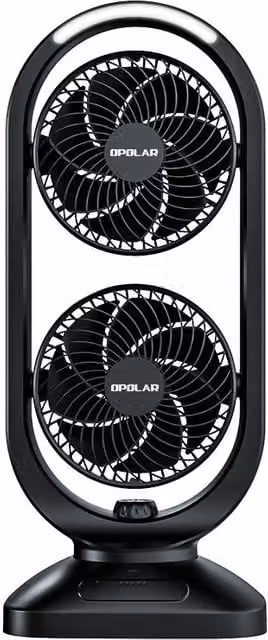 Leaper Dual-Layer USB Rechargeable Mini Fan with Remote Control, Oscillation and Timer in Black