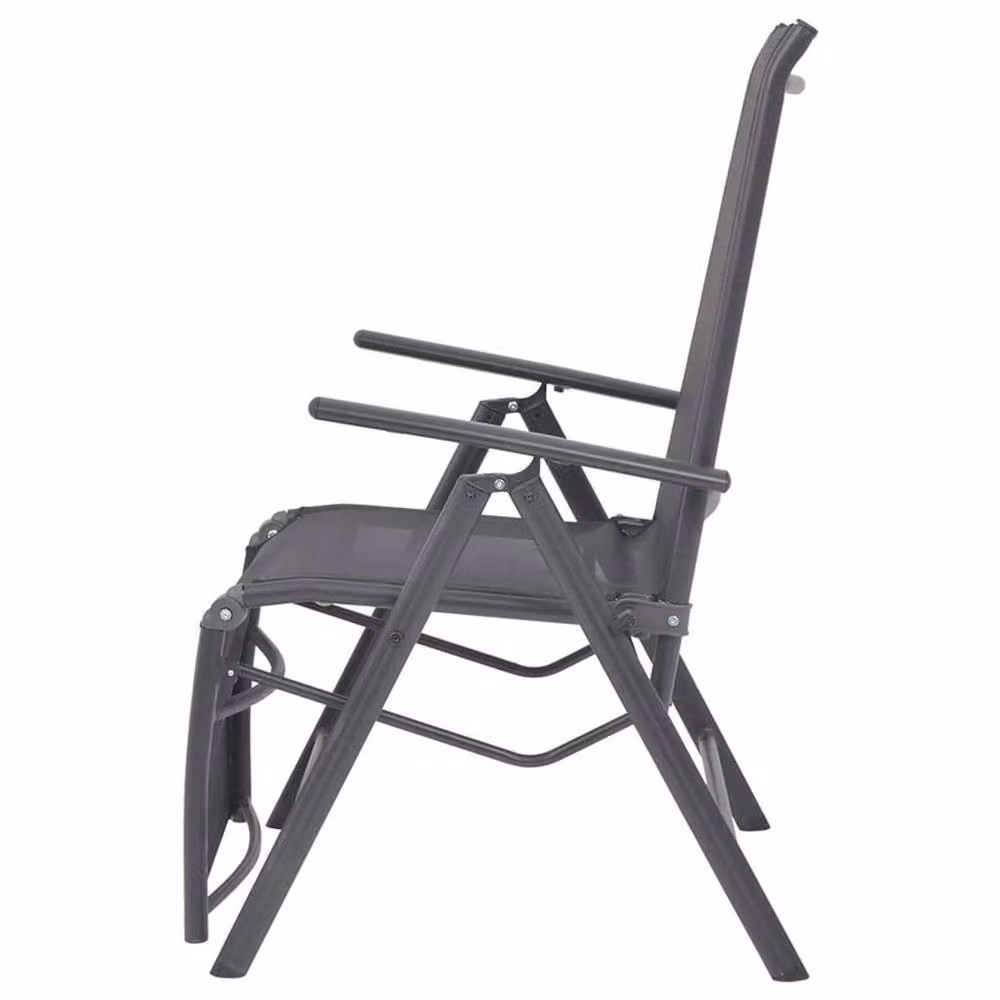 Berkfield Home Black Reclining Textilene Garden Deck Chair with Powder Coated Aluminium Frame – 4