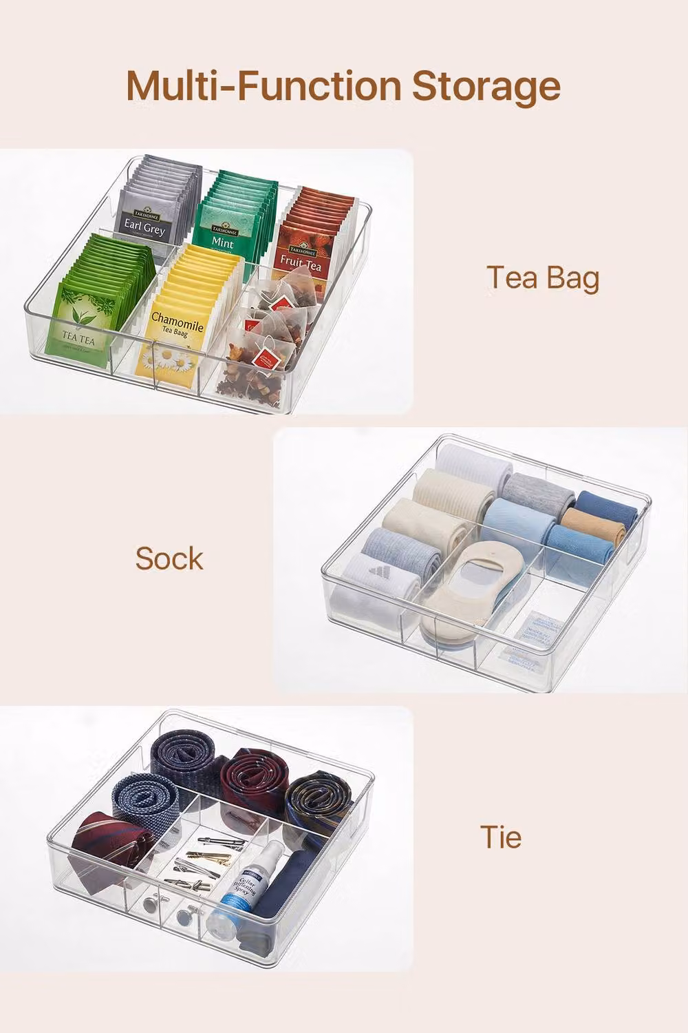 Garden Sanctuary Transparent Plastic Adjustable Drawer Organiser Tray with Dividers, W/D/H: 42.5 x 6.0 x 1.0 cm – 3