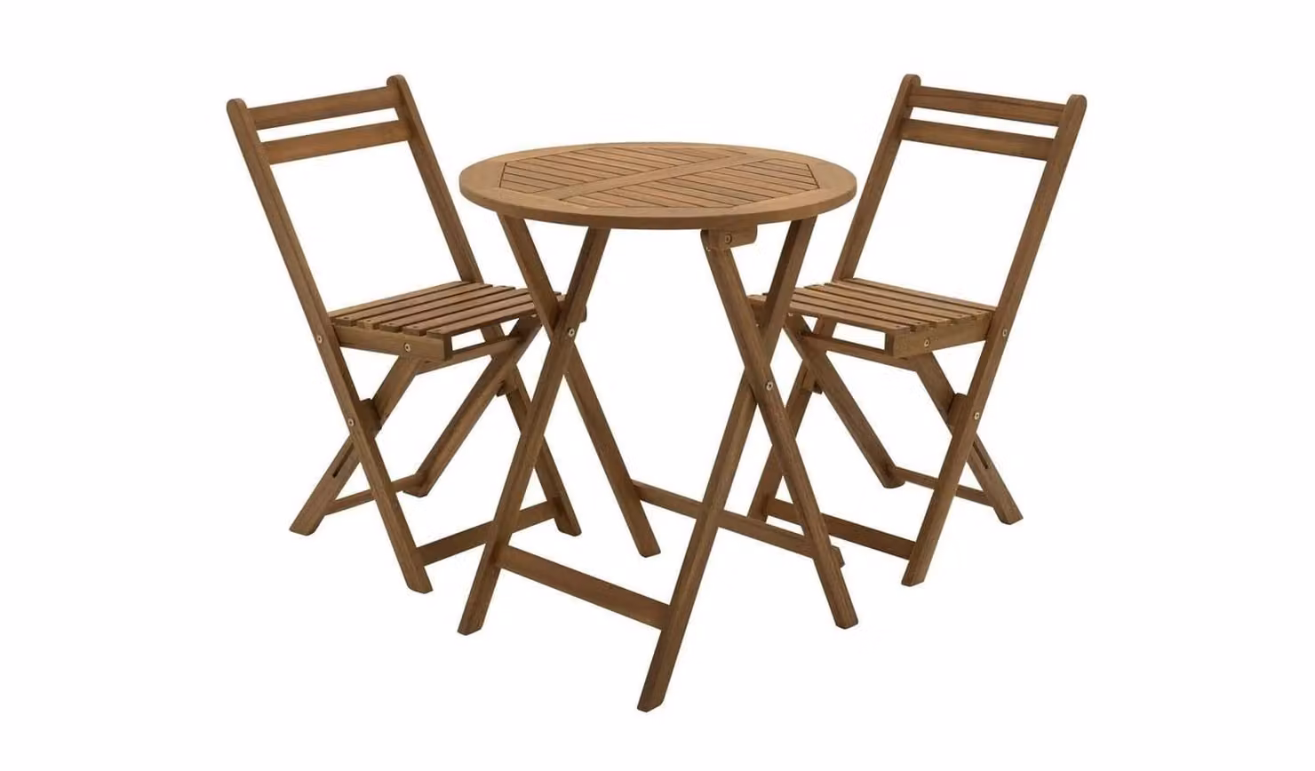 Cheap Furniture Warehouse 2 Seater Folding Wooden Garden Bistro Set in Brown