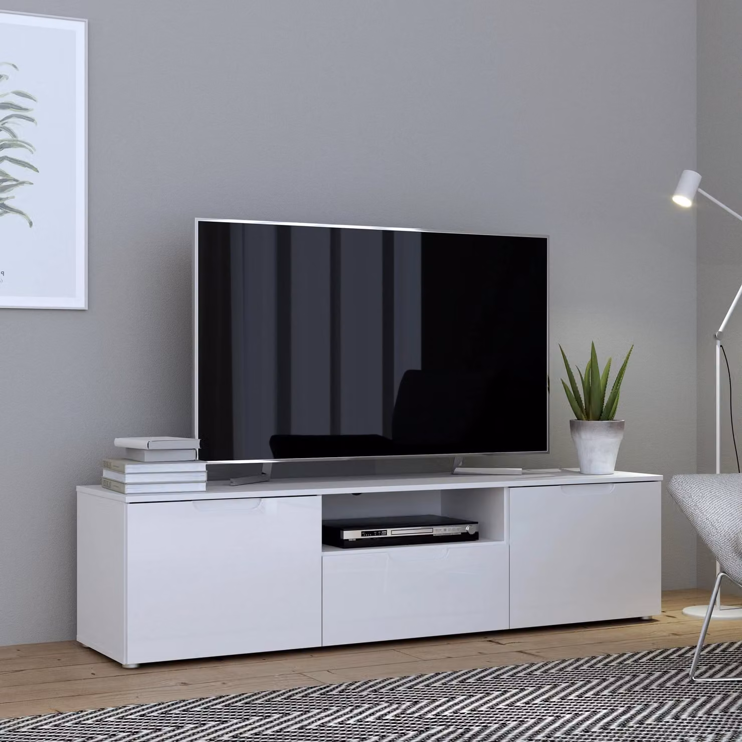 Furniture To Go Sienna Modern Glossy White TV Unit – 2