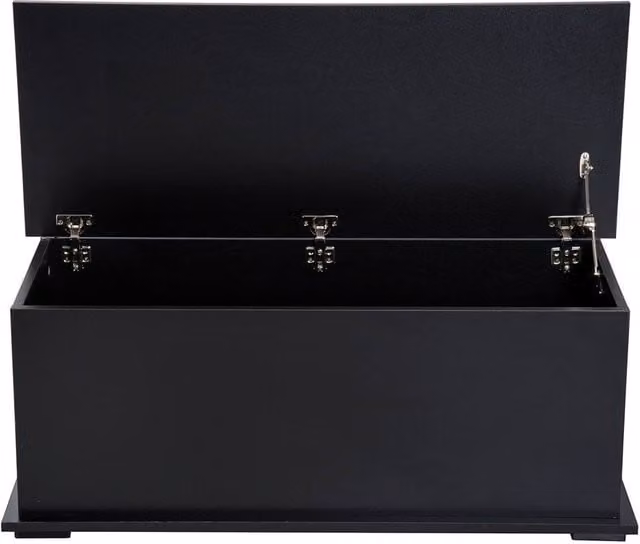 Kelvenix Rectangular Wood Storage Box with Flip-Top Lid in Black, W/D/H: 120 x 40 x 100 cm – 1