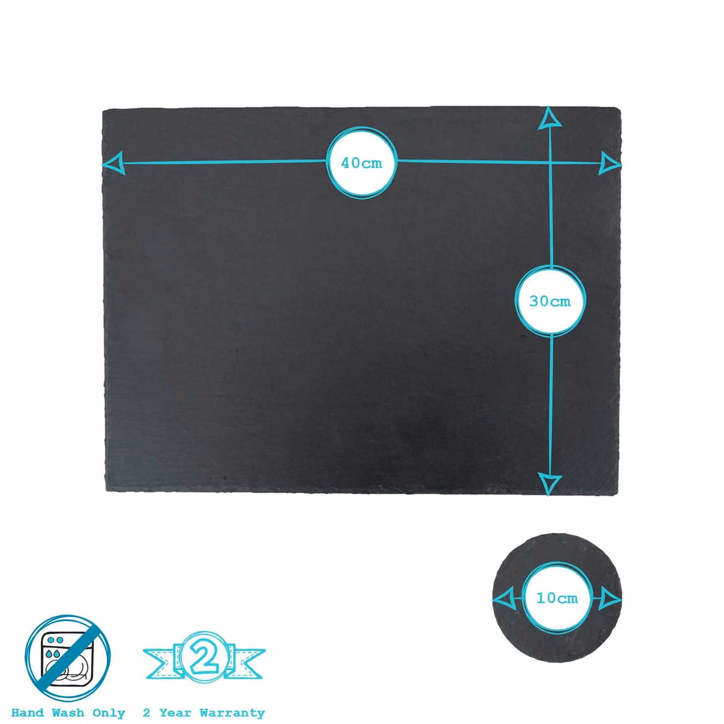 Argon Tableware Slate Placemats and Coasters Set in Grey, W: 40 cm, D: 30 cm – 3