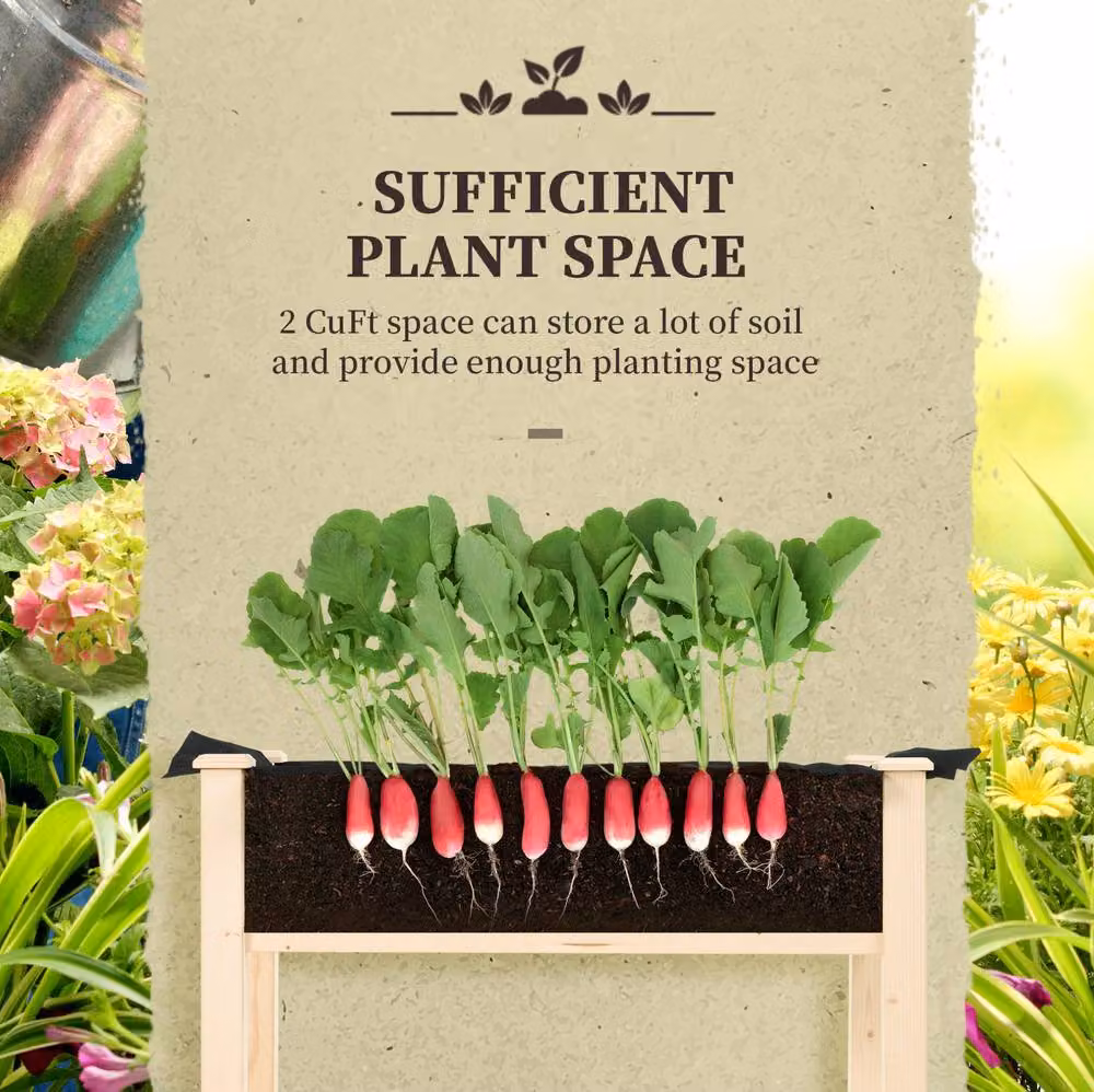 STILVORA Wooden Raised Bed Planter in Sand or Beige, Width: 86 cm, Depth: 46 cm – 4