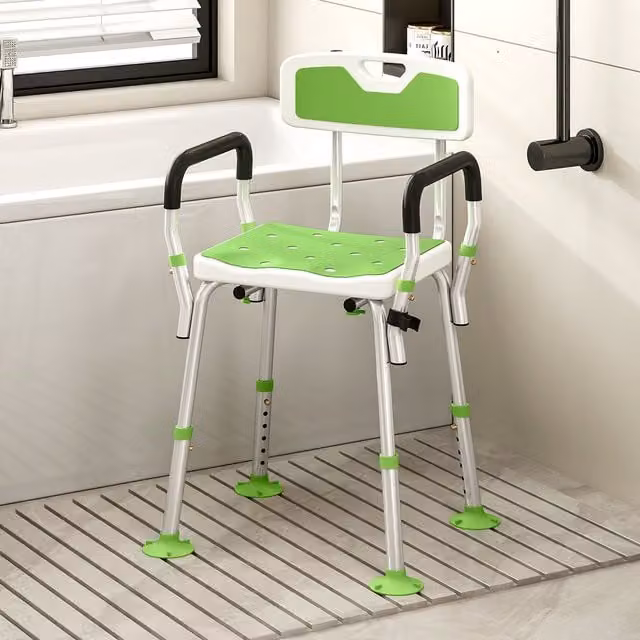 HOMCOM Padded Shower Chair for Seniors and Disabled, Green