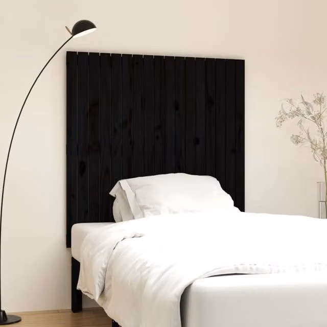Berkfield Home Black Rustic Solid Pine Wall Mounted Headboard W/D/H: 108 x 3 x 110 cm – 1