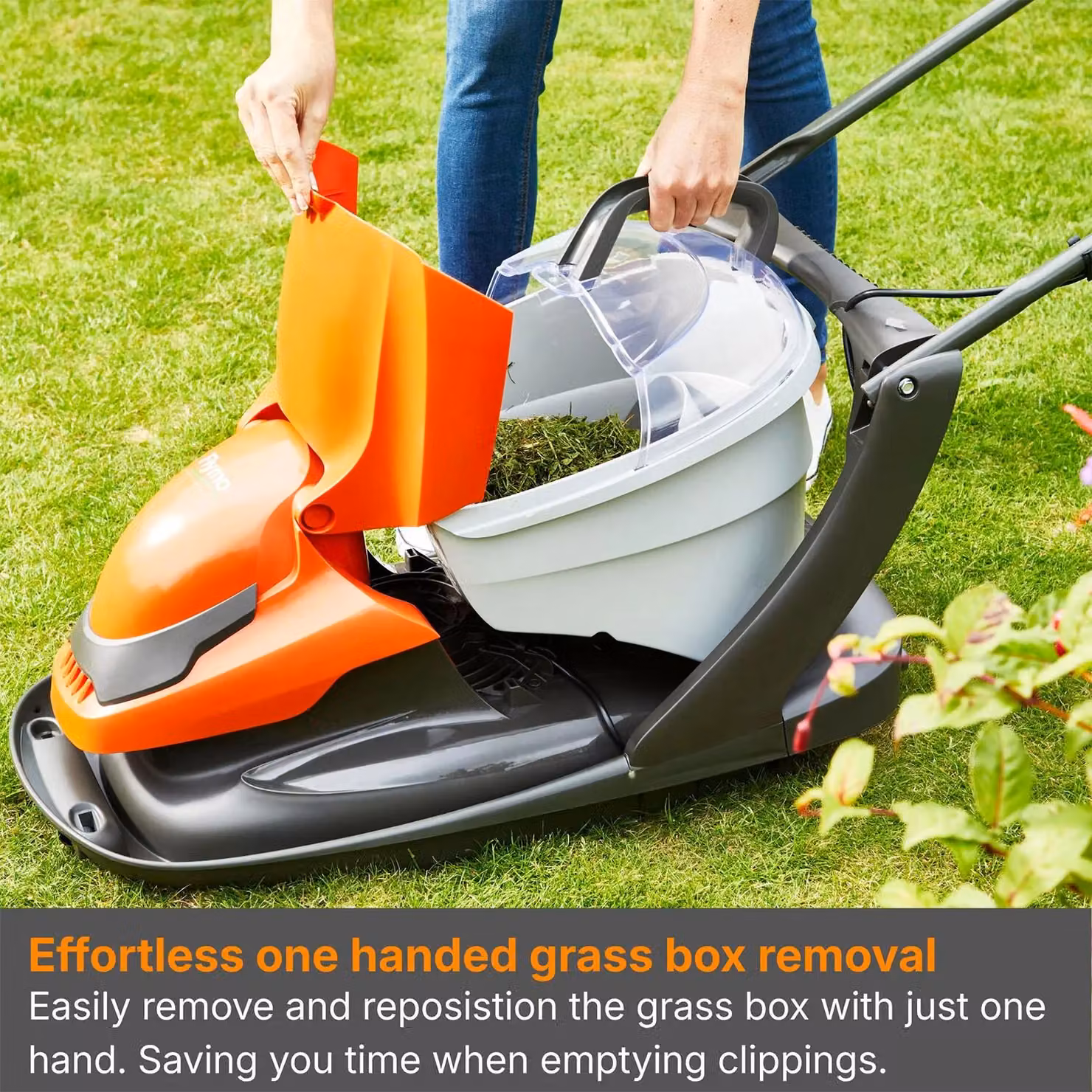 Flymo EasiGlide Plus 360V Hover Lawnmower in Orange and Grey with Collection Bag – 4