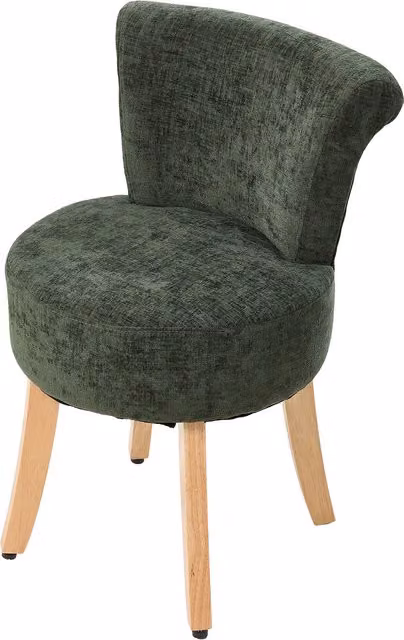 Livingandhome Teddy Fleece Dressing Table Stool with Rubberwood Legs in Green