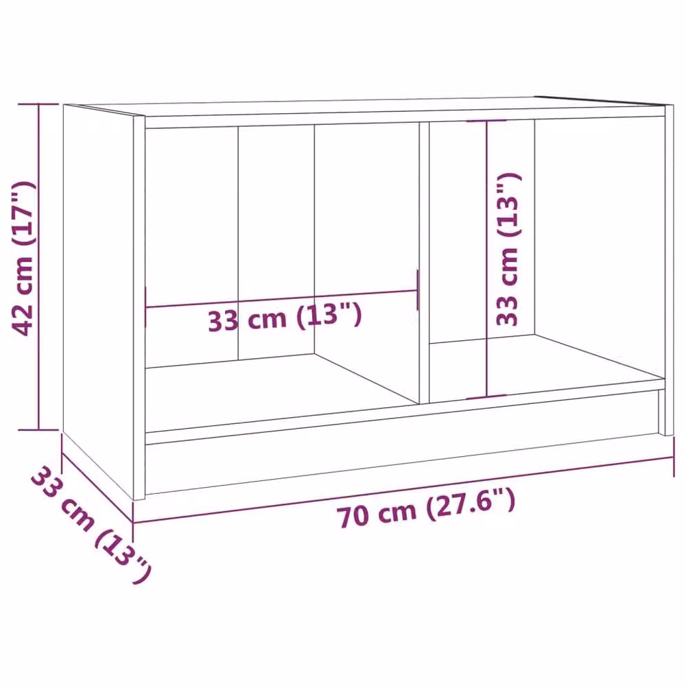 Berkfield Home Grey Solid Pinewood TV Cabinet W/D/H: 70 x 33 x 42 cm – 3
