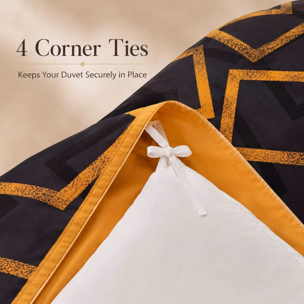 Grace Modern Reversible Microfibre Duvet Cover Set in Gold, Single (90 x 200 cm) – 2