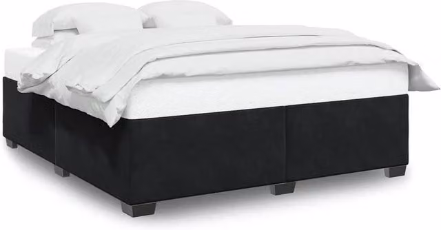 Berkfield Home Super King Upholstered Velvet Bed Frame in Black, W: 200 cm x D: 180 cm – 1
