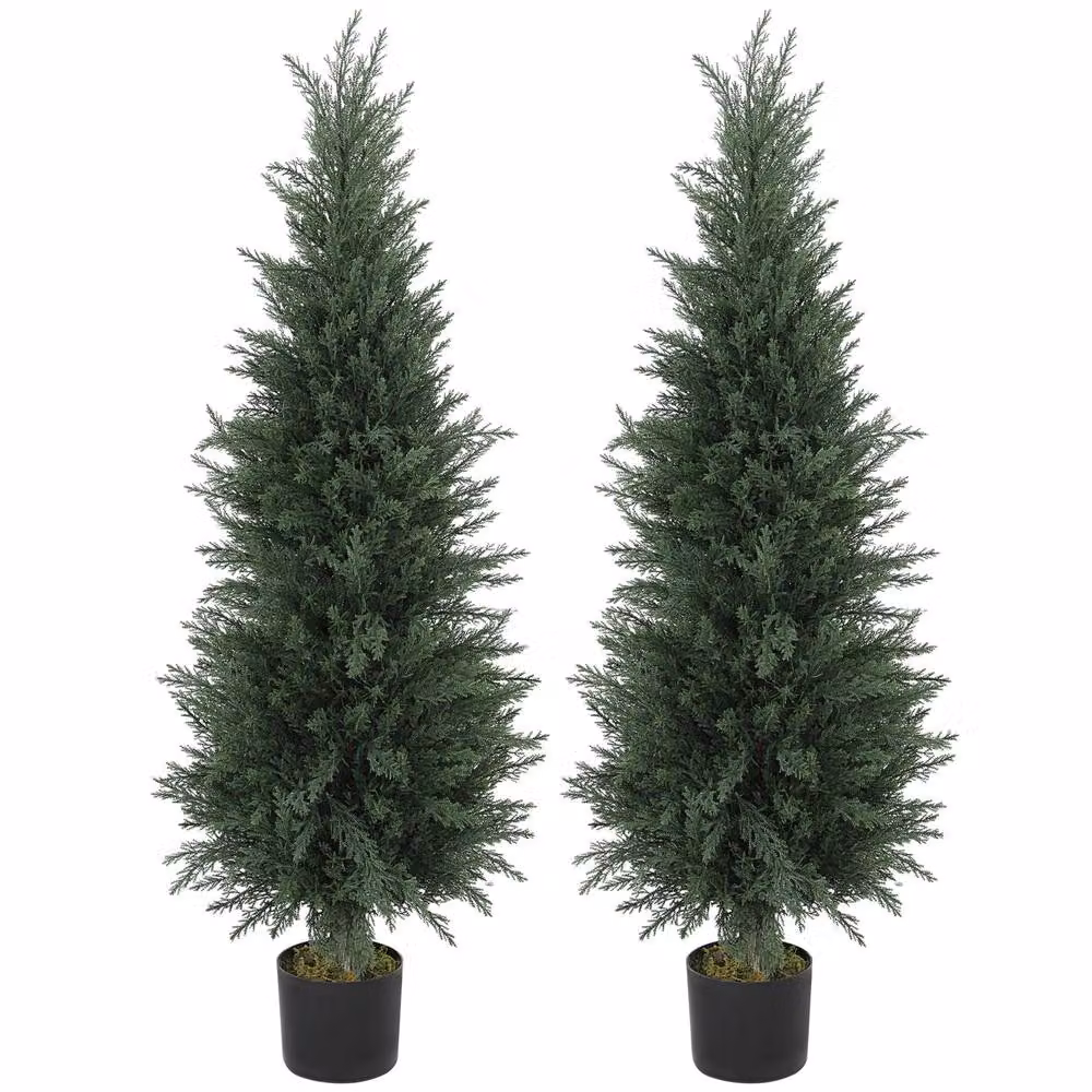 STILVORA Set of 2 Green Artificial Cypress Trees, Height: 120 cm – 5