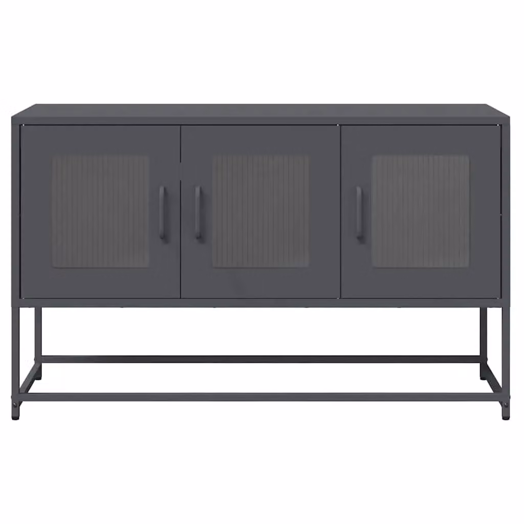 Berkfield Home Anthracite TV Cabinet in Black Cold-rolled Steel, W/D/H: 100.5 x 39 x 60.5 cm – 4