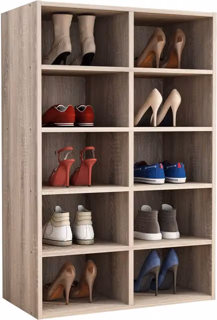 VCM Hinsol M Freestanding Shoe Rack in Natural Sand and Brown, W/D/H: 84 x 30 x 55 cm