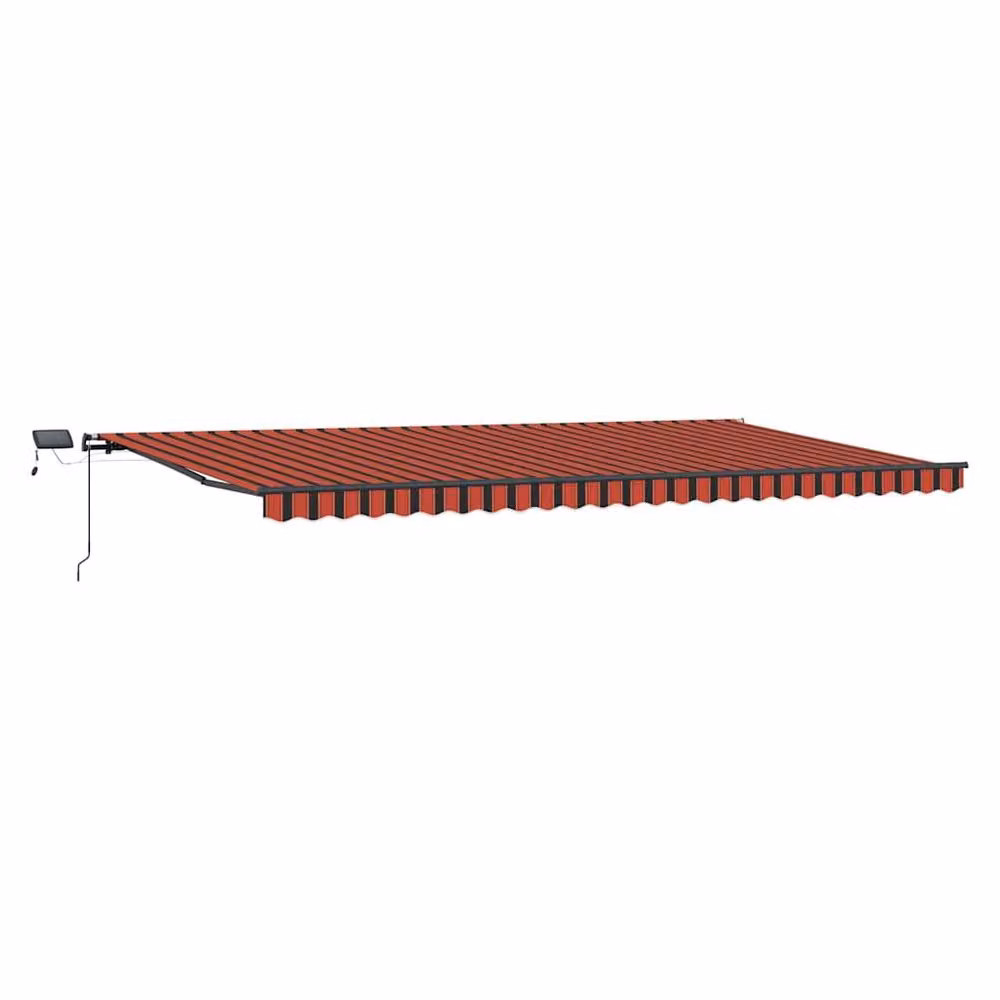 Berkfield Home Manual Retractable Folding Arm Awning with LED, Orange and Brown Striped Polyester, W: 600 cm, D: 300 cm – 3
