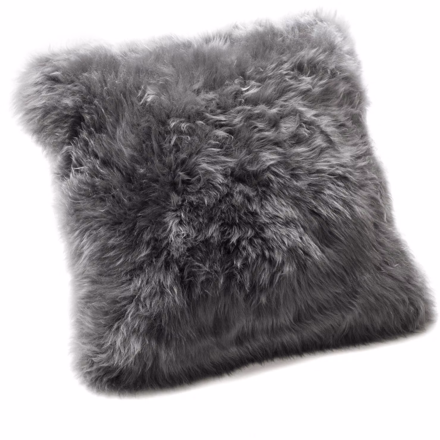 Native Natural Grey Square Natural Sheepskin Cushion with Velvet Wool – 2
