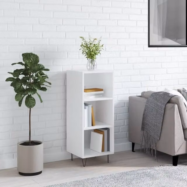 Berkfield Home High Gloss White Sideboard in MDF, W/D/H: 34.5 x 32.5 x 90 cm – 1