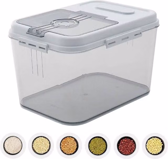 PAWNORA Airtight Clear Plastic Rice Bucket, 7.5 kg Capacity, BPA Free – 1