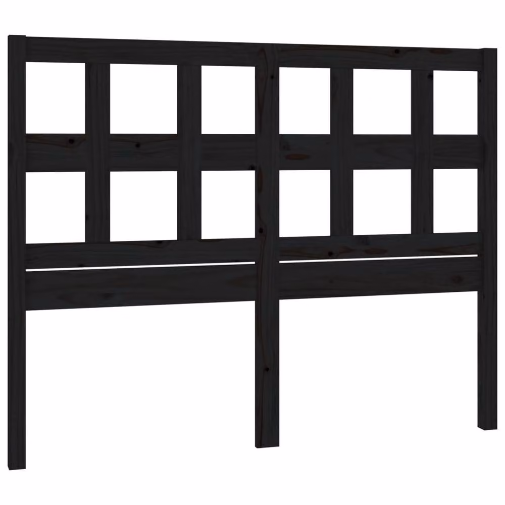 Berkfield Home Beautiful Bed Headboard in Black Solid Pine Wood, W: 145.5 cm, D: 4 cm, H: 100 cm – 2